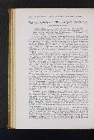 Ret und Stroh als Material zum Dachdecken. Von Wilhelm Ehlers.
