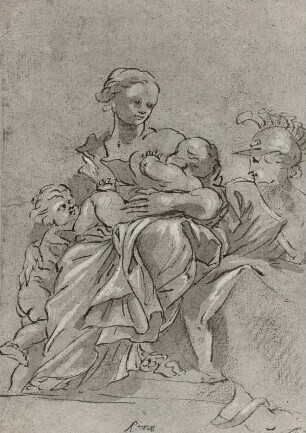 Caritas (Sitzende Frau mit zwei Kindern und Kopf eines Kriegers)