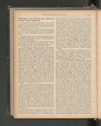 L'Allemagne et ses adversaires dans l'opinion de Houston Stewart Chamberlain.