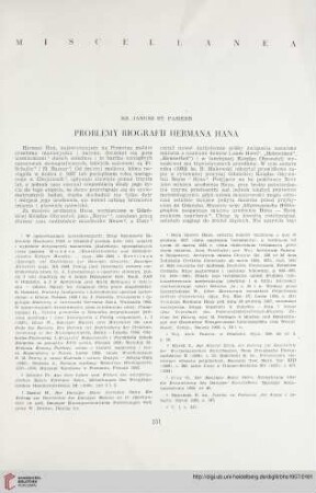 19: Problemy biografii Hermana Hana