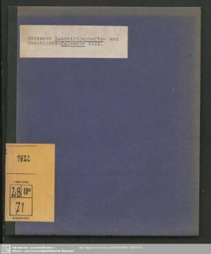 1822: Meißner Landwirthschafts- und Geschichts-Calender