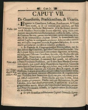 Caput VII. De Guardianis, Praesidentibus, & Vicariis.