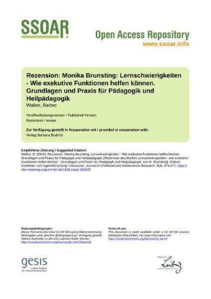 Rezension: Monika Brunsting: Lernschwierigkeiten - Wie exekutive Funktionen helfen können. Grundlagen und Praxis für Pädagogik und Heilpädagogik