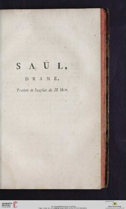 Saül, drame, traduit de l'anglais de M. Hut
