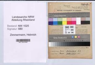 Entnazifizierung Heinrich Zimmermann , geb. 24.09.1909 (Spediteur)