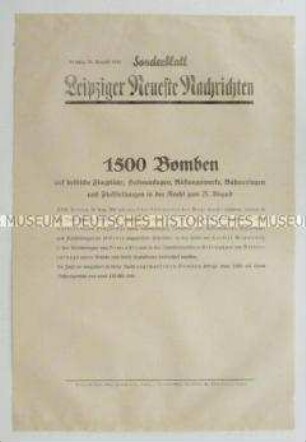Sonderblatt der "Leipziger Neuesten Nachrichten" zur Bombardierung von britischen Häfen und Industrieanlagen