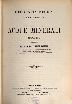 Geografia medica dell'Italia : Acque minerali