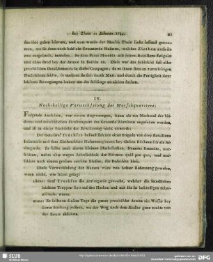 IV. Nachtheilige Verwechselung der Marschquartiere