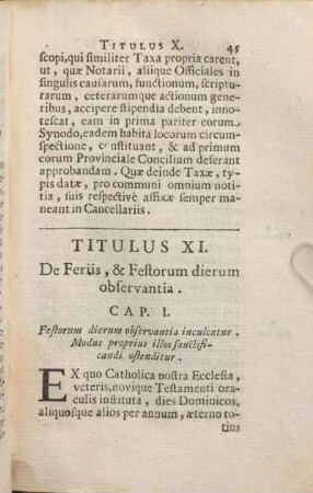 Titulus XI. De Feriis, & Festorum dierum observantia.