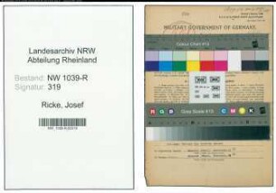 Entnazifizierung Josef Ricke , geb. 24.04.1906 (Postangestellter)