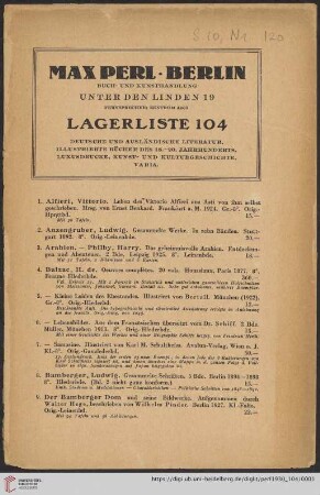 [Katalog A - Z] (Nr. 1 - 182)
