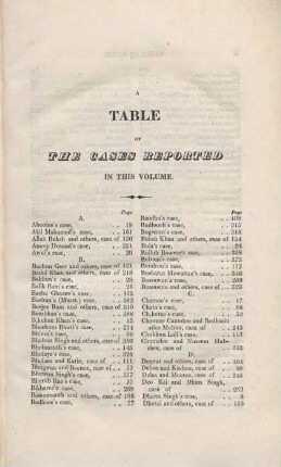 A table of the cases reported in this volume