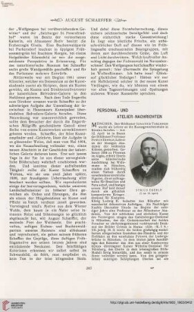 Personal- u. Atelier-Nachrichten - Von Ausstellungen und Sammlungen – Denkmäler - Vermischtes