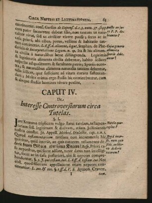 Caput IV. De Interesse Controversiarum circa Tutelas.