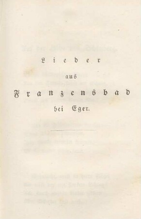 Lieder aus Franzensbad bei Eger