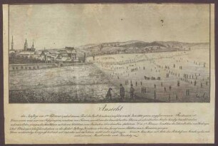 "Ansicht der Ausflüge am 2ten Februar (nebst einem Theil der Stadt Constanz) auf den am 31. Janr. 1830 ganz zugefrorenen Bodensee"