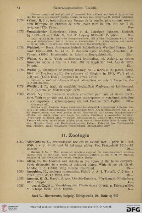 11. Zoologie (Nr. 1082 - 1271)