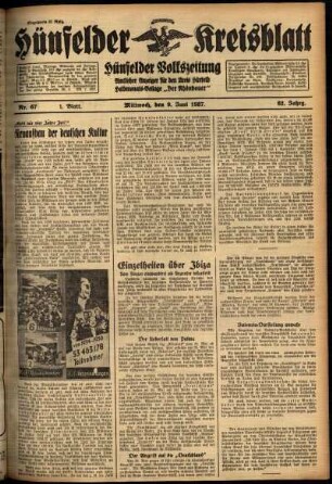 Erste Ausgabe vom Mittwoch, den 09. Juni 1937.