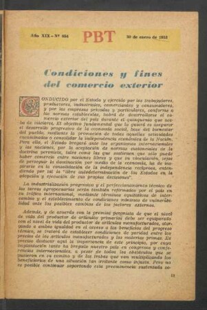Condiciones y fines del comercio exterior