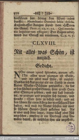CLXVIII. Nit alles was Schön, ist nutzlich. Gedicht