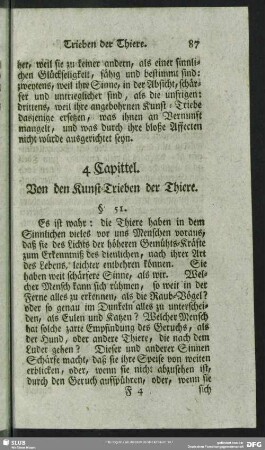 4 Capittel. Von den Kunst-Trieben der Thiere