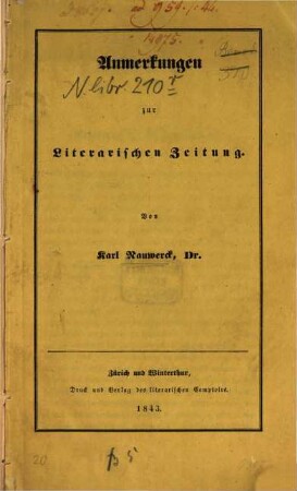 Anmerkungen zur Literarischen Zeitung