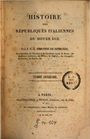 Histoire des républiques italiennes du moyen âge, 10