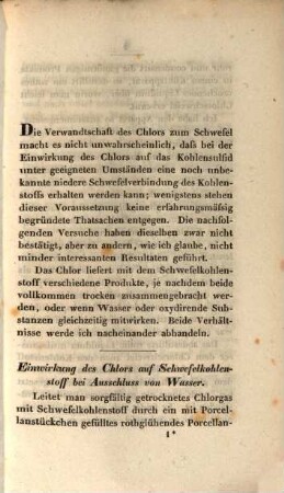 Über die Produkte der Einwirkung des Chlors auf Schwefelkohlenstoff