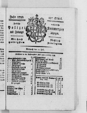 28tes Stück, Ausgabe vom 11. Juli 1798