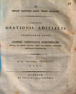 De nonnullis musculorum corporis humani varietatibus : cum tab. aen.