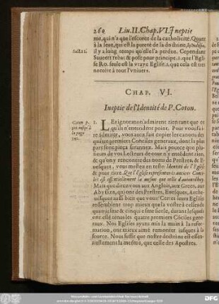 Chap. VI. Ineptie de l'Identité de P. Coton.
