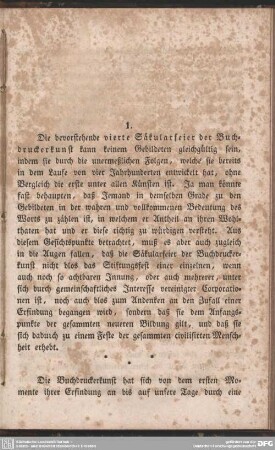 1. Die Bedeutsamkeit der Buchdruckerkunst und ihrer Säkularfeier