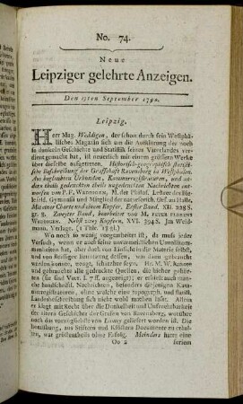 No. 74. Den 13ten September 1790.