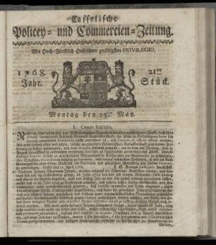 21tes Stueck, Montag den 23ten May. 1768