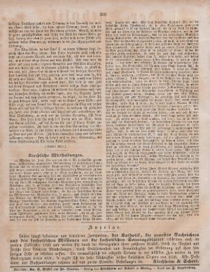 300 Kirchliche Mittheilungen ; Anzeige