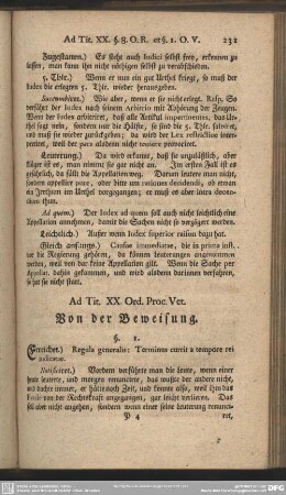 Ad. Tit. XX. Ord. Proc. Vet. Von der Beweisung