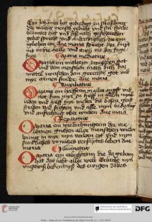 Gebet auf die fünf Buchstaben des Namens Maria (Etymologisatio litteralis)