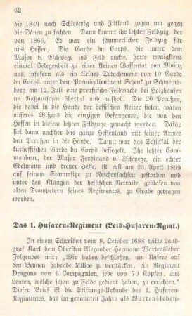 Das 1. Husaren-Regiment (Leib-Husaren-Rgmt.)