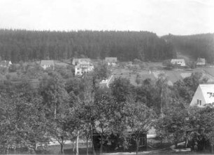 Berggießhübel-Zwiesel (Bad Gottleuba-Berggießhübel-Zwiesel). Stadtteilansicht mit Villa Waldfrieden mit Café