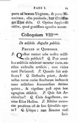 Colloquium VIII vum. De aedificiis Augustae publicis
