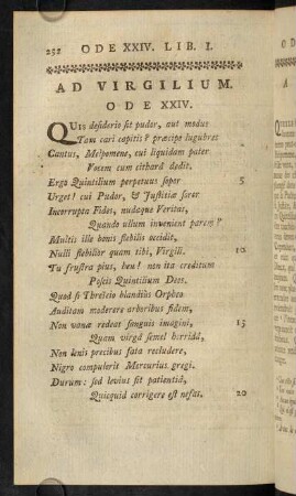 252-257, Ad Virgilium. Ode XXIV.; Remarques Sur L'Ode XXIV.; Notes Sur L'Ode XXIV.