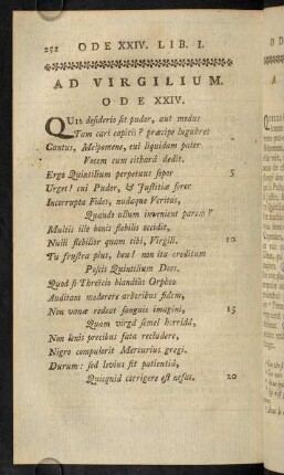 252-257, Ad Virgilium. Ode XXIV.; Remarques Sur L'Ode XXIV.; Notes Sur L'Ode XXIV.