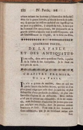 Chapitre Premier. De La Fable.