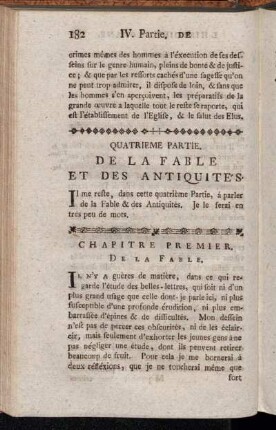 Chapitre Premier. De La Fable.