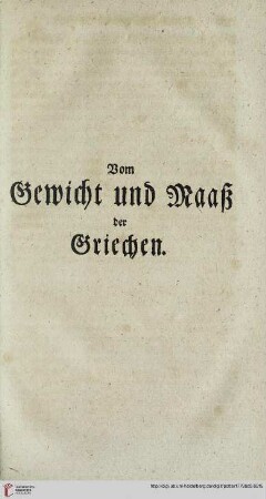 Vom Gewicht und Maaß der Griechen
