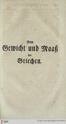 Vom Gewicht und Maaß der Griechen