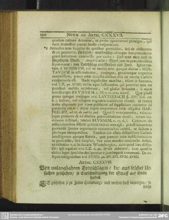 Artic. CXXXVIII. Von unlaugbahren Todtschlägen, die aus solcher Ursachen geschehen, so Entschuldigung der Straff auf ihnen haben