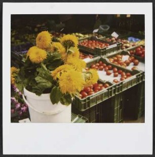 Blumen am Gemüsestand