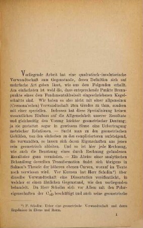 Ueber eine geometrische Verwandtschaft 2. Grades und deren Anwendung auf Curven 4. Ordnung mit 3 Doppelpunkten : (Inaugural - Dissertation)