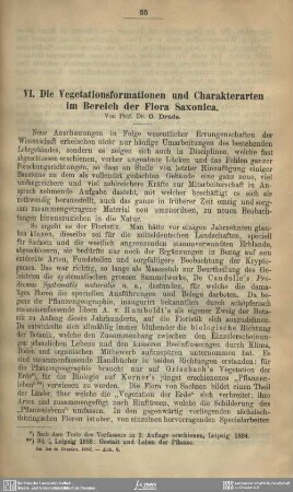 Die Vegetationsformation und Charakterarten im Bereich der Flora Saxonica.